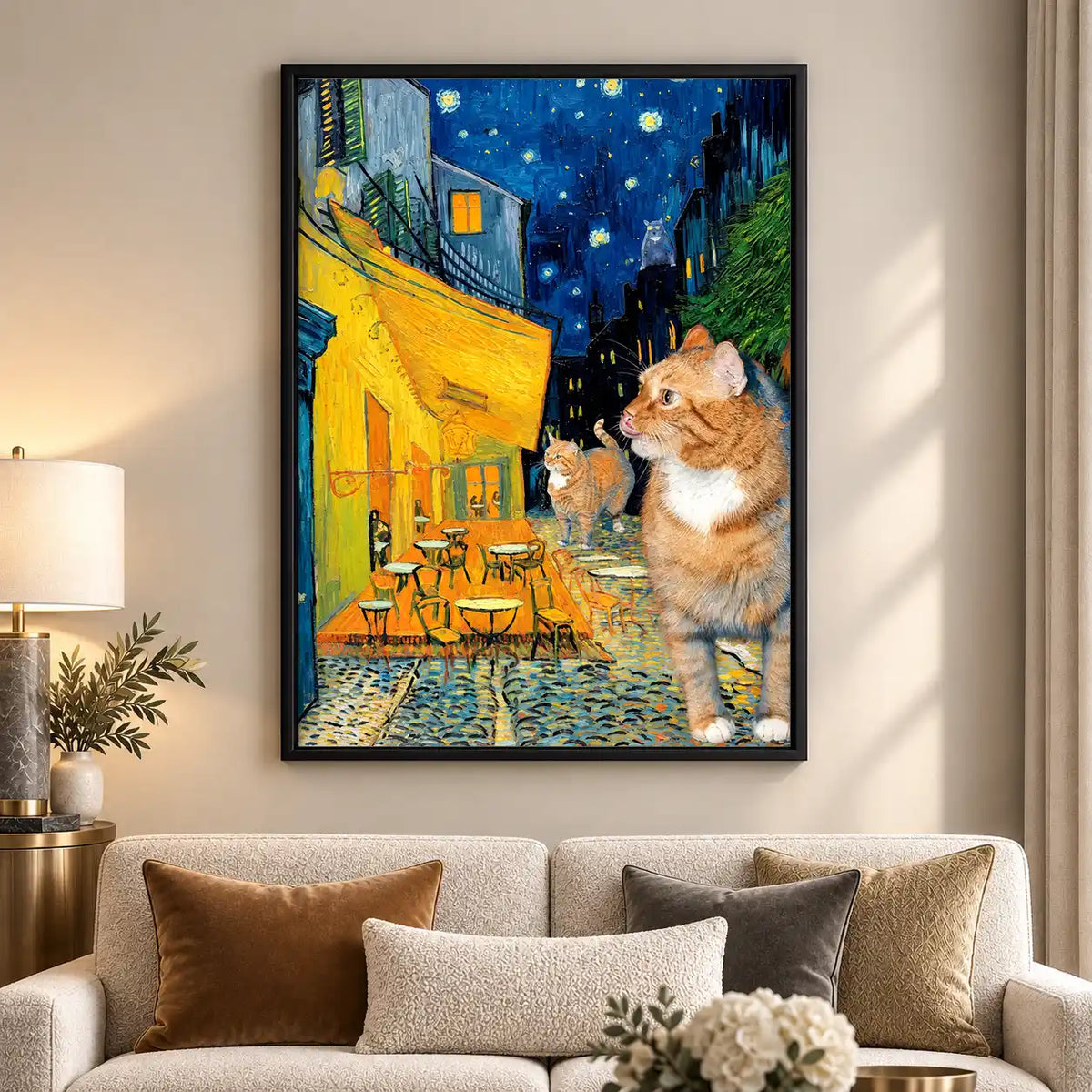 Starry Night Orange Cat Wall Art 5