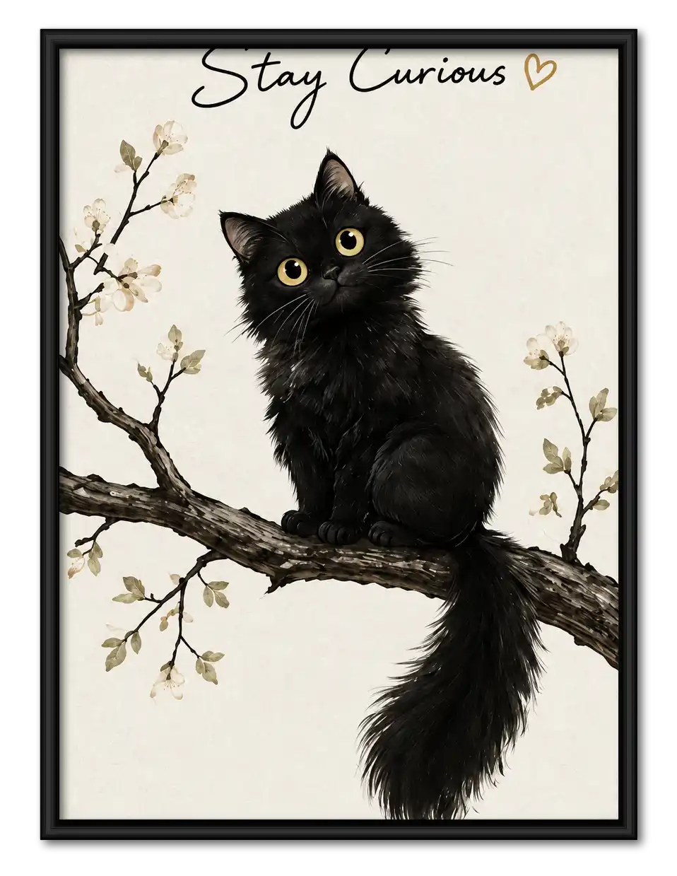 Stay Curious Black Kitten Wall Art 1