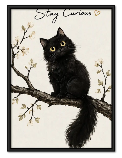 Stay Curious Black Kitten Wall Art