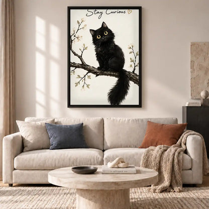 Stay Curious Black Kitten Wall Art 2