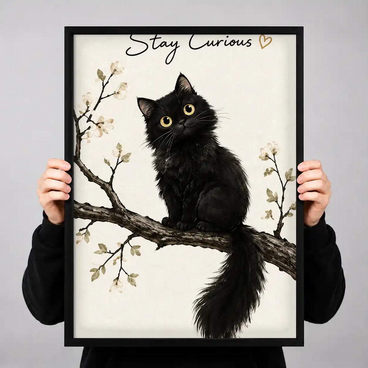 Stay Curious Black Kitten Wall Art 3