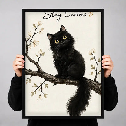 Stay Curious Black Kitten Wall Art 3