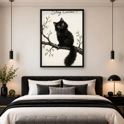 Stay Curious Black Kitten Wall Art 4