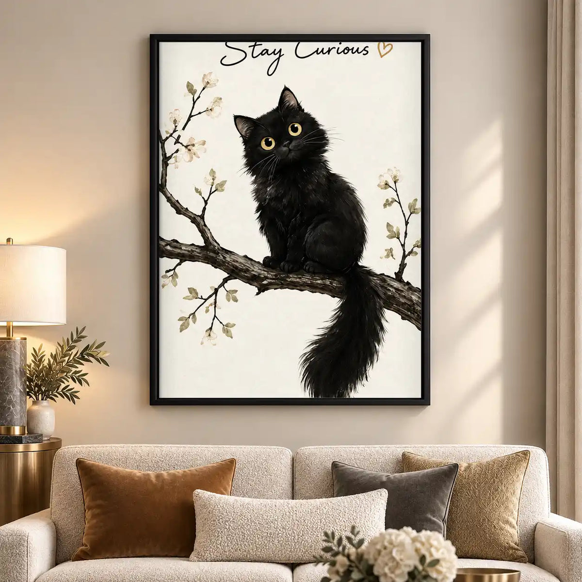 Stay Curious Black Kitten Wall Art 5