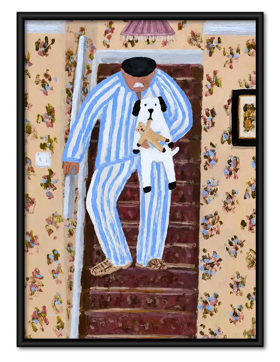Striped Pajamas Dog Portrait Wall Art 1