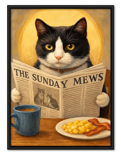 Sunday Mews Breakfast Cat Wall Art