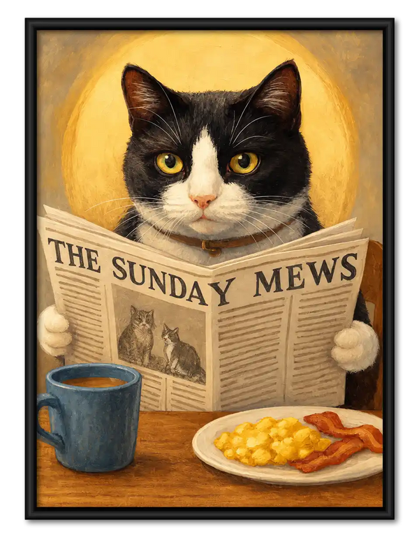 Sunday Mews Breakfast Cat Wall Art