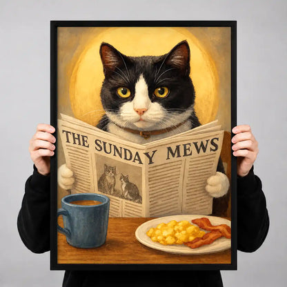 Sunday Mews Breakfast Cat Wall Art 3