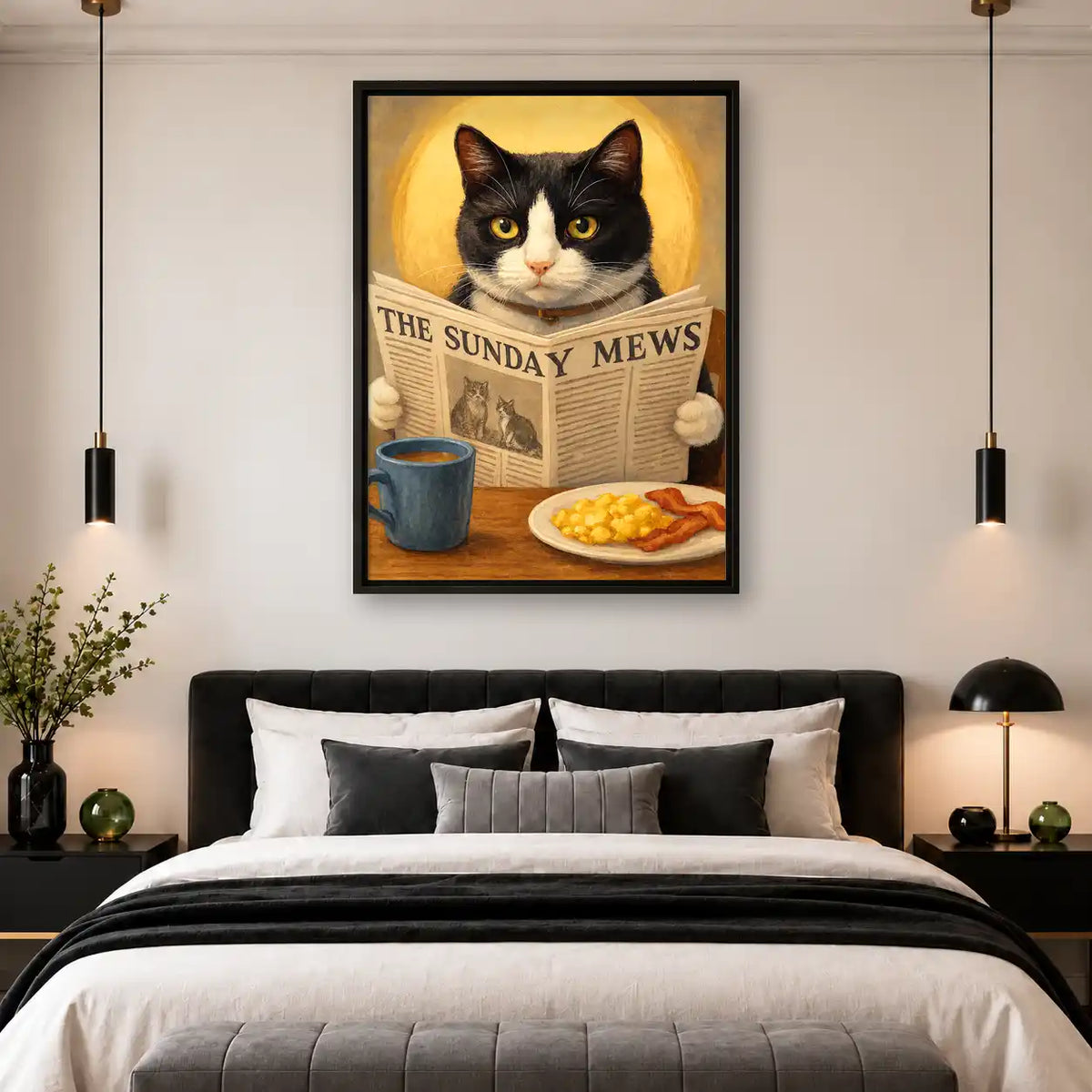 Sunday Mews Breakfast Cat Wall Art 4