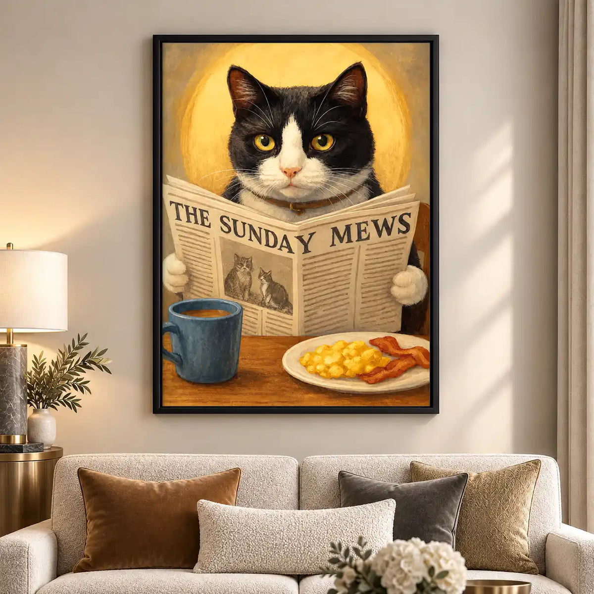 Sunday Mews Breakfast Cat Wall Art 5