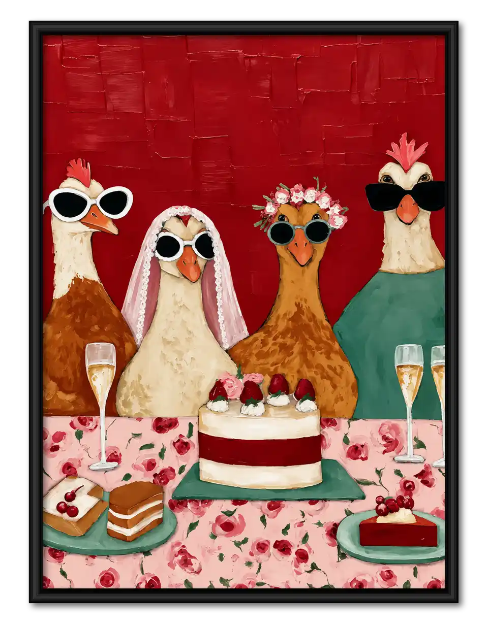 Sunglasses Chicken Party Wall Art 1