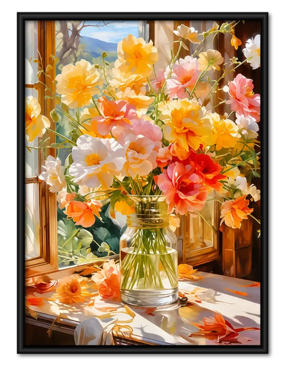 Sunlit Window Flower Vase Wall Art 1