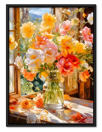 Sunlit Window Flower Vase Wall Art