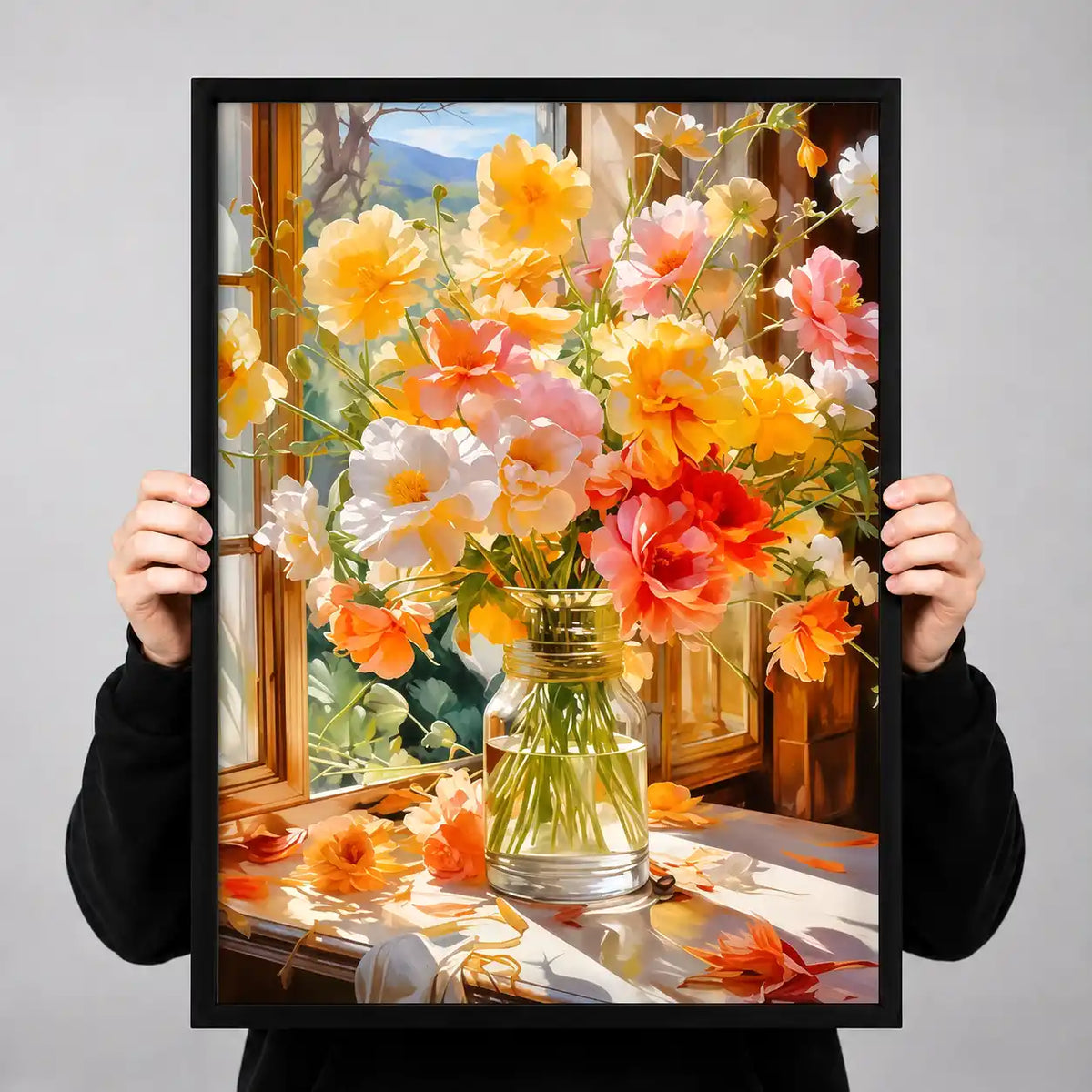 Sunlit Window Flower Vase Wall Art 3