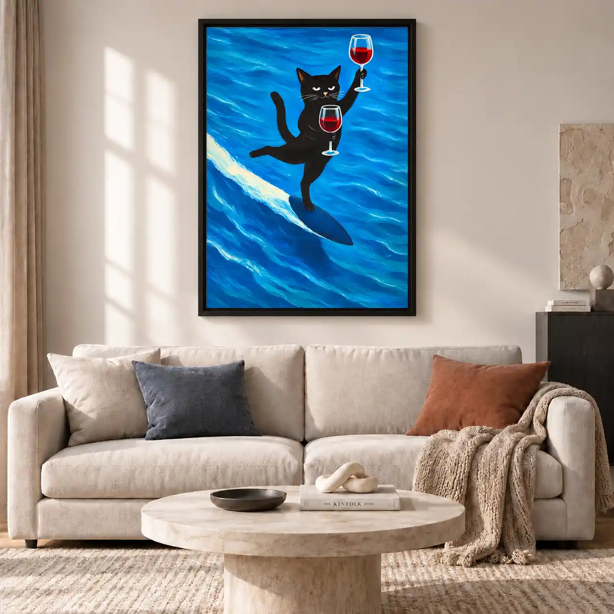 Surfing Cat Wine Toast Wall Art 2