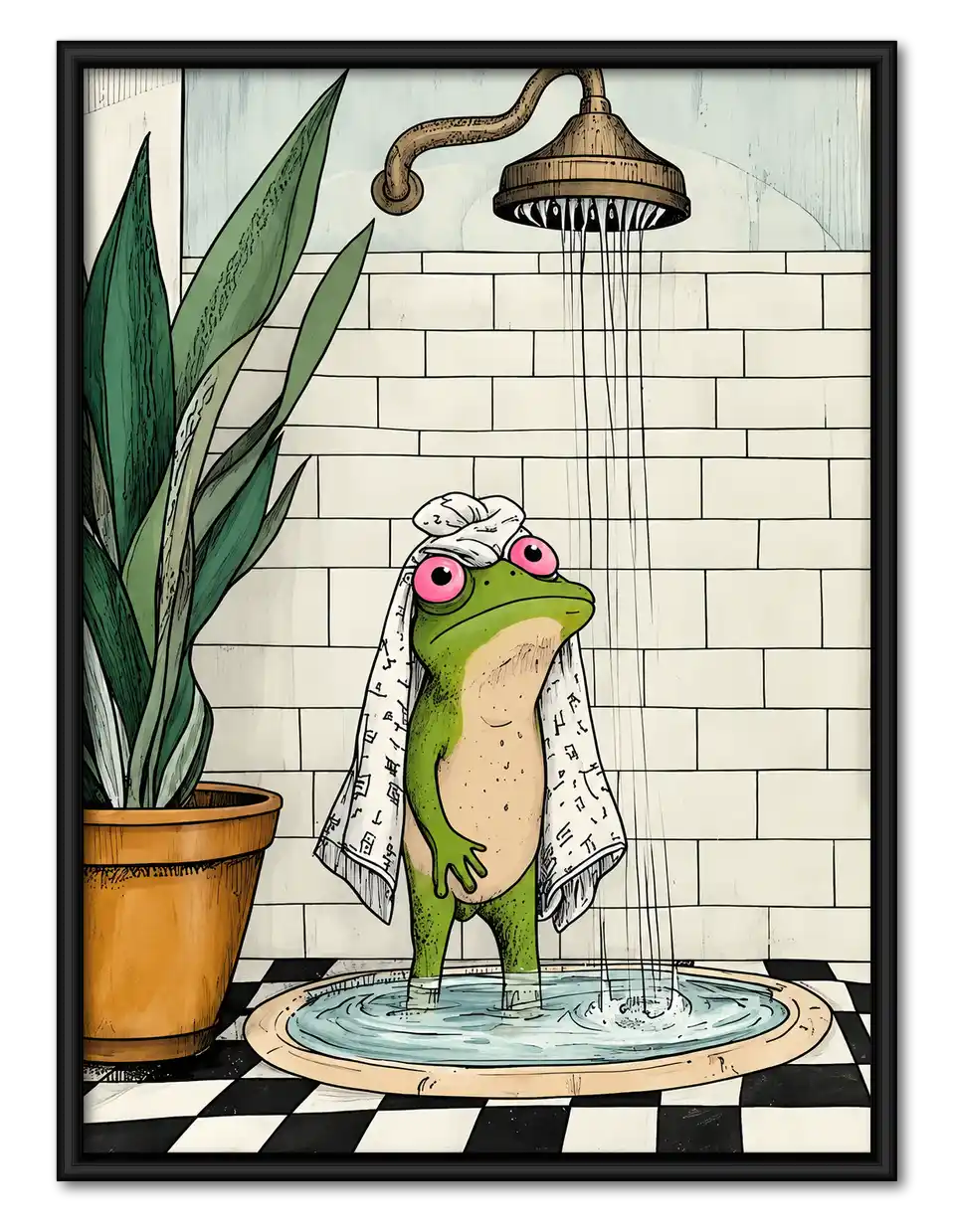 Surprised Frog Shower Wall Art 1