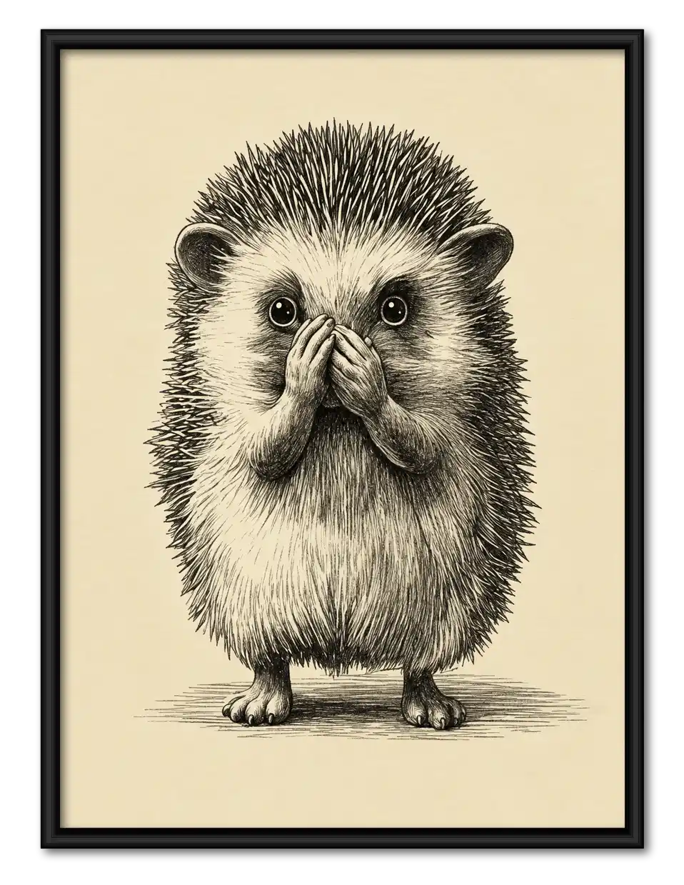 Surprised Hedgehog Covering Mouth Wall Art 1