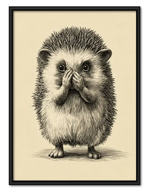 Surprised Hedgehog Covering Mouth Wall Art