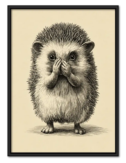 Surprised Hedgehog Covering Mouth Wall Art
