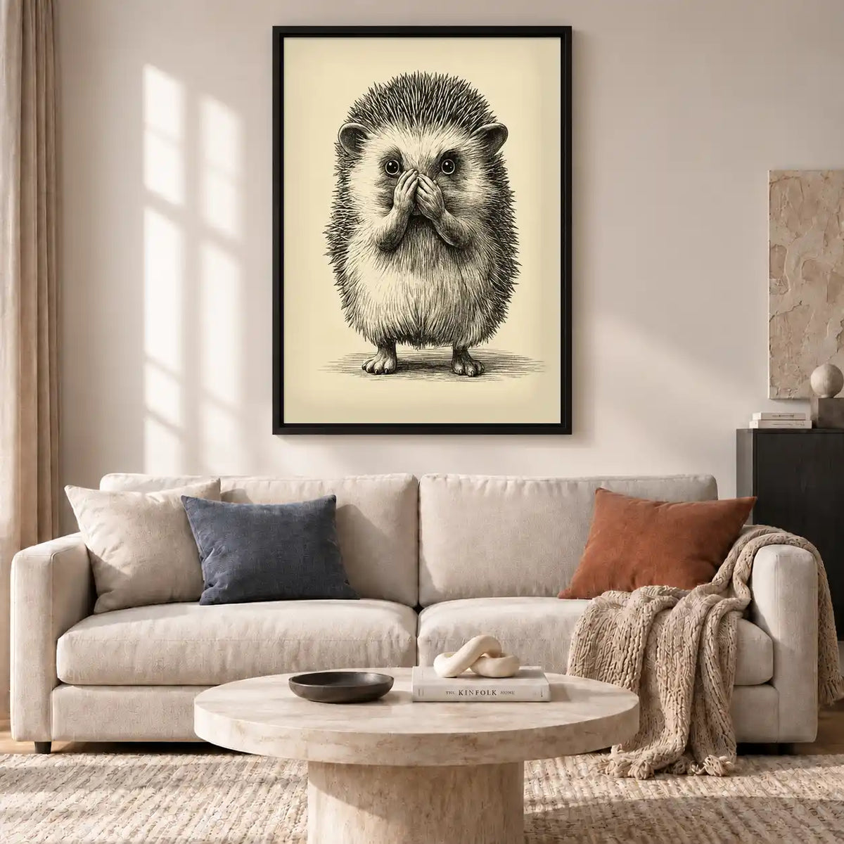 Surprised Hedgehog Covering Mouth Wall Art 2