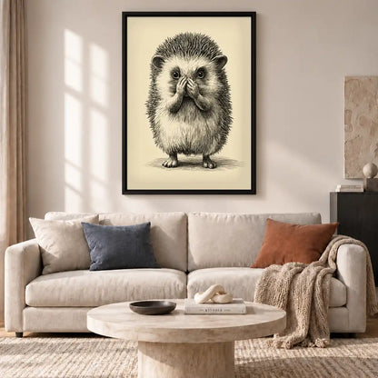 Surprised Hedgehog Covering Mouth Wall Art 2