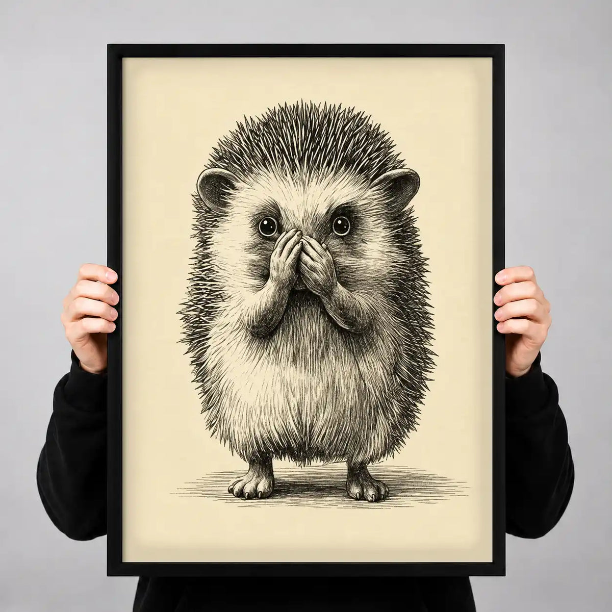 Surprised Hedgehog Covering Mouth Wall Art 3