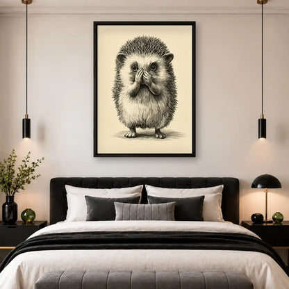 Surprised Hedgehog Covering Mouth Wall Art 4