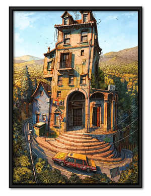 Surreal Towering Country House Wall Art