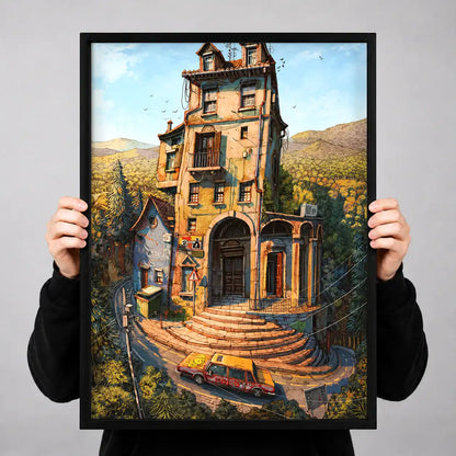 Surreal Towering Country House Wall Art 3