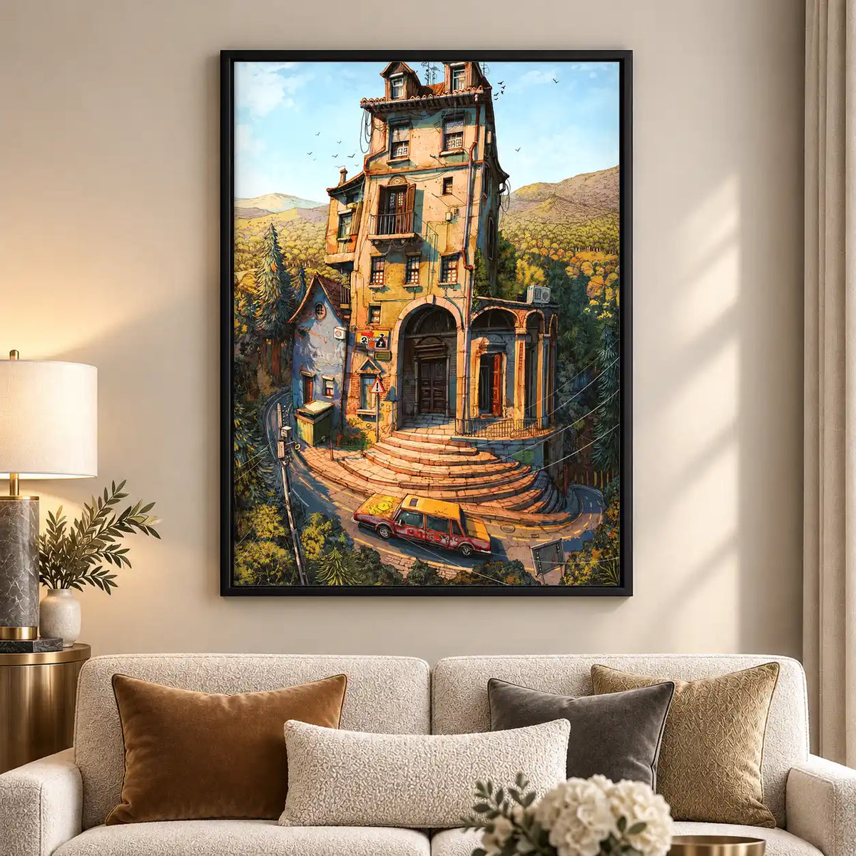 Surreal Towering Country House Wall Art 5