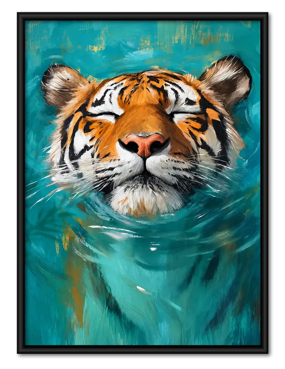 Swimming Tiger Portrait Wall Art 1