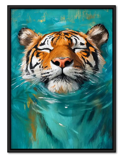 Swimming Tiger Portrait Wall Art