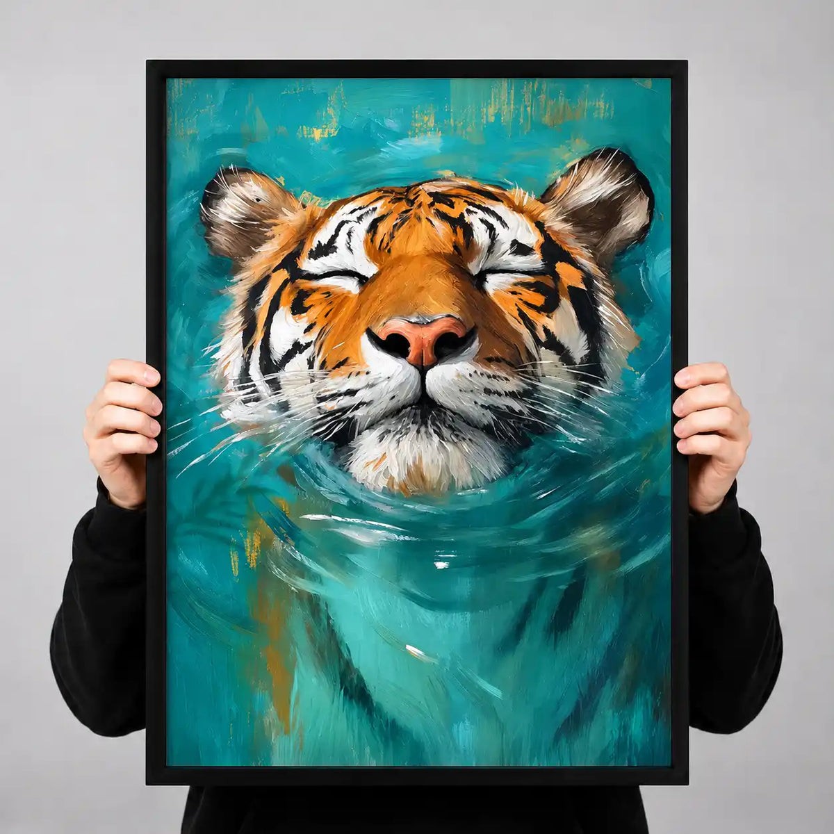 Swimming Tiger Portrait Wall Art 3