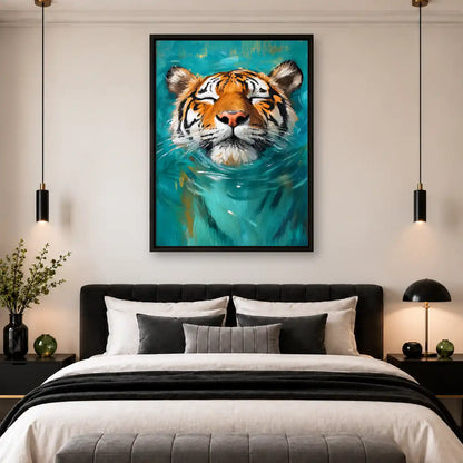 Swimming Tiger Portrait Wall Art 4