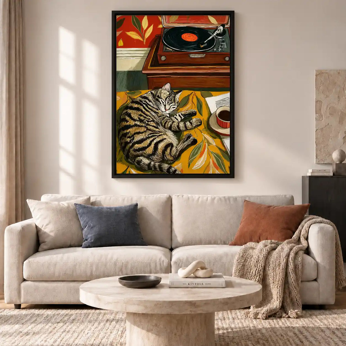 Tabby Cat With Record Player Wall Art 2