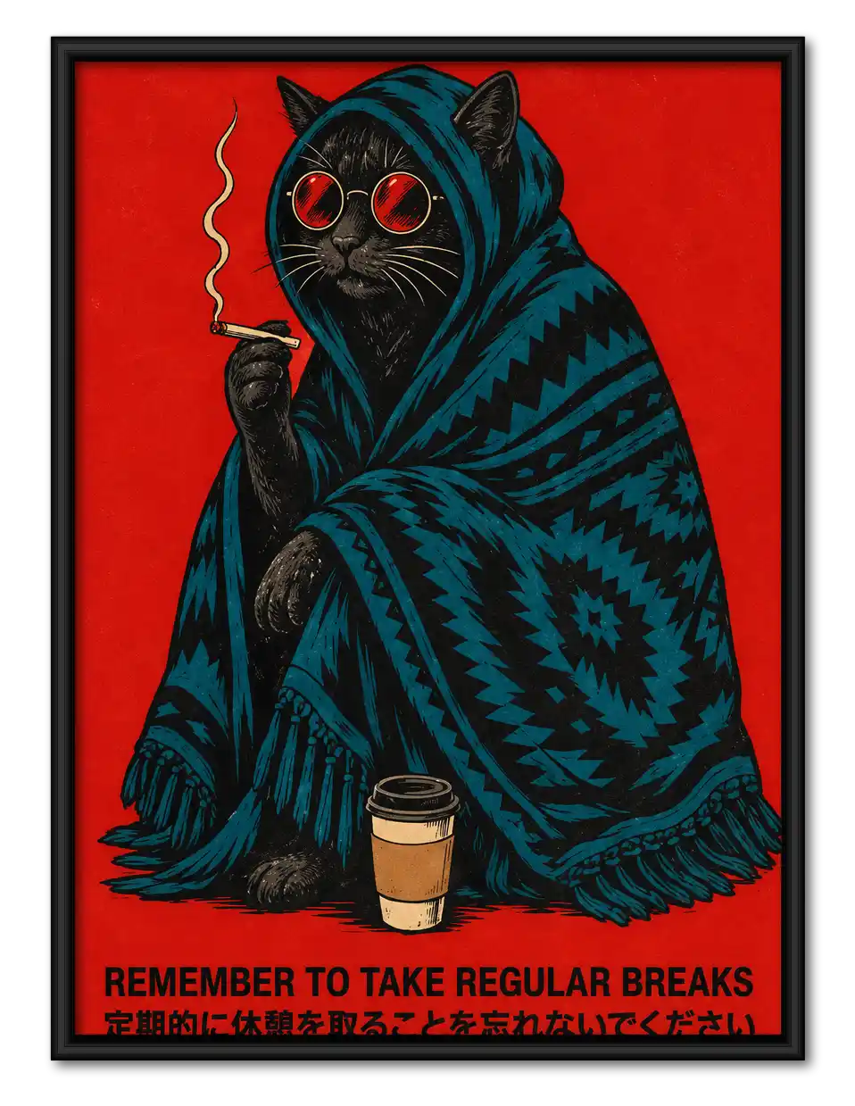 Take Regular Breaks Red Cat Wall Art 1