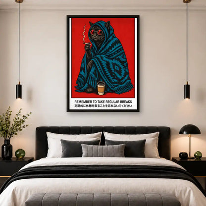 Take Regular Breaks White Cat Wall Art 4