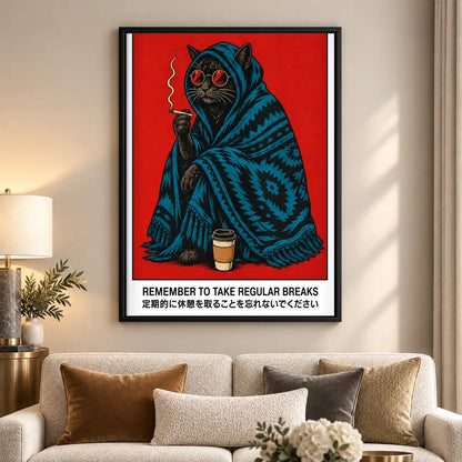 Take Regular Breaks White Cat Wall Art 5