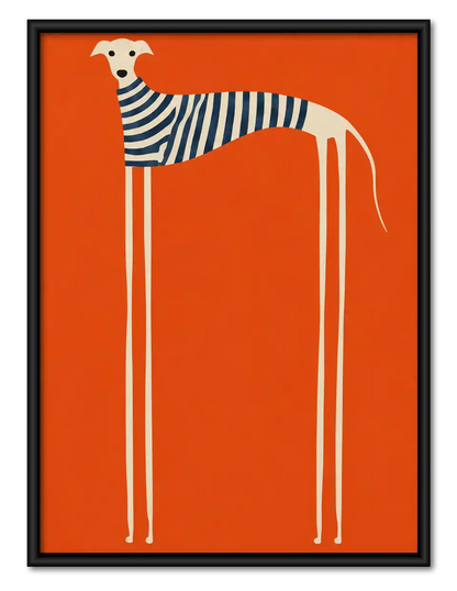 Tall Greyhound In Striped Sweater Wall Art 1
