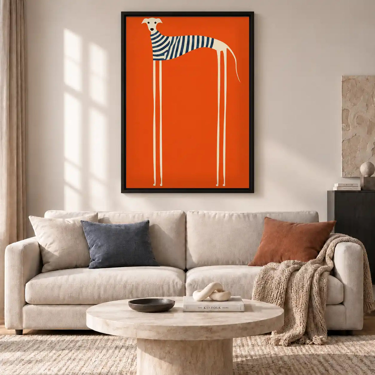 Tall Greyhound In Striped Sweater Wall Art 2
