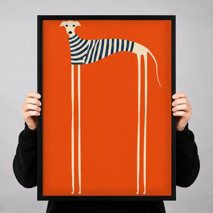 Tall Greyhound In Striped Sweater Wall Art 3