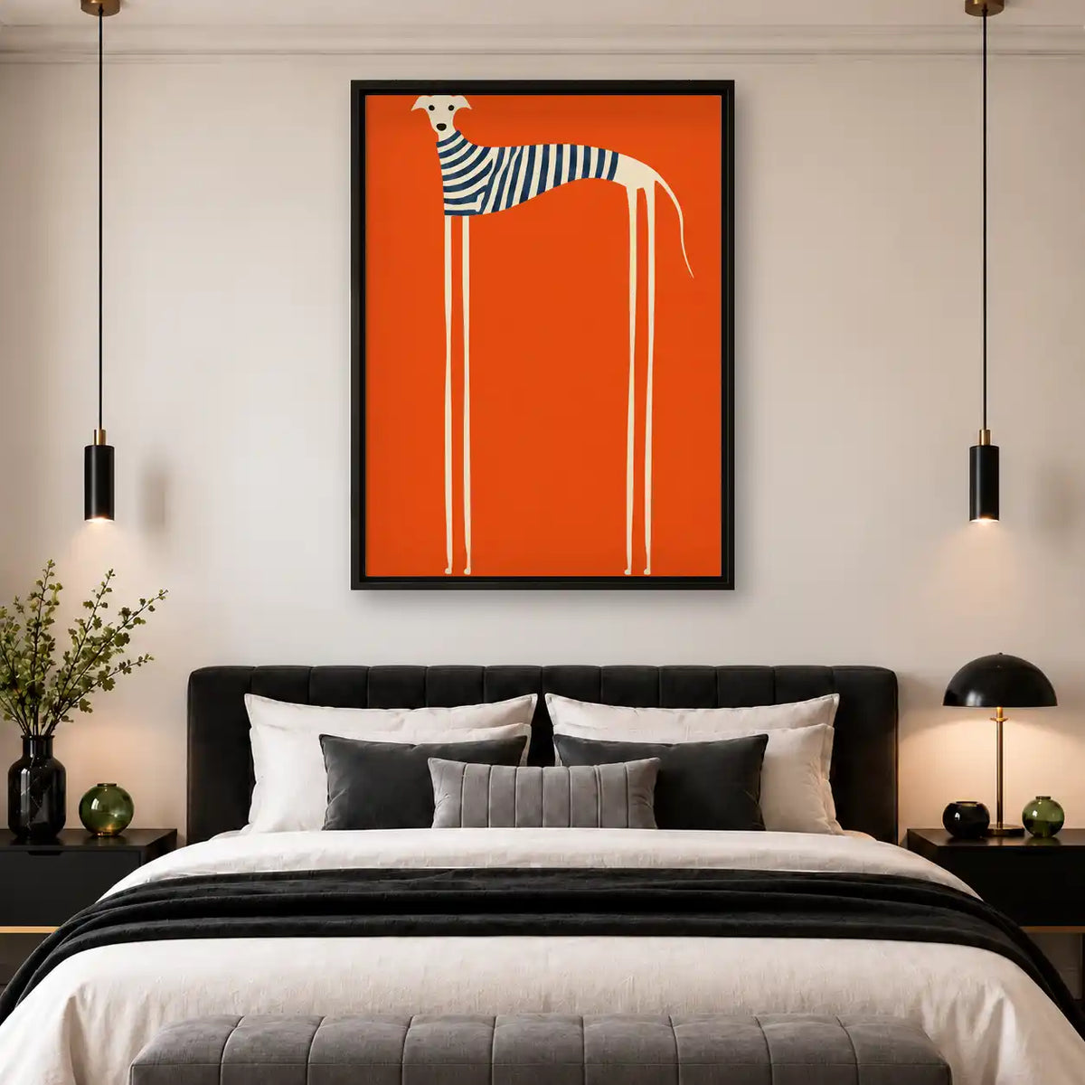 Tall Greyhound In Striped Sweater Wall Art 4
