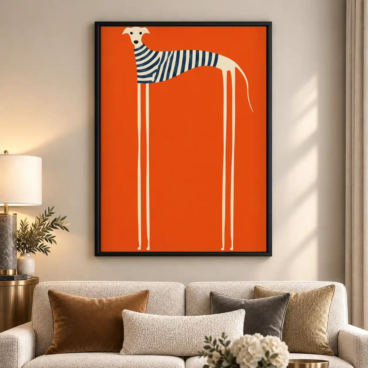 Tall Greyhound In Striped Sweater Wall Art 5