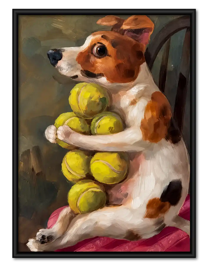 Terrier Holding Tennis Balls Wall Art