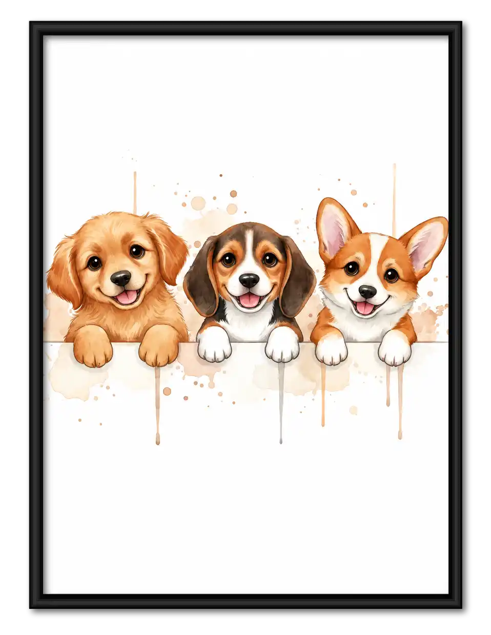 Three Happy Puppies Wall Art 1