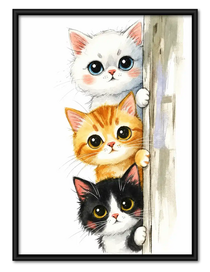 Three Peeking Kittens Wall Art