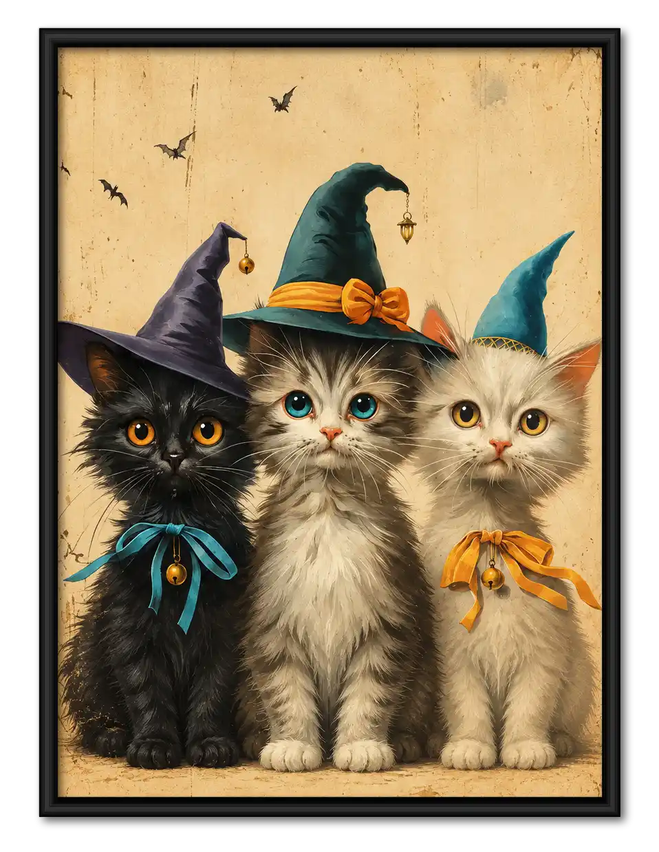 Three Witch Hat Kittens Wall Art 1