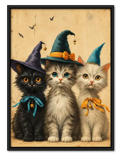 Three Witch Hat Kittens Wall Art
