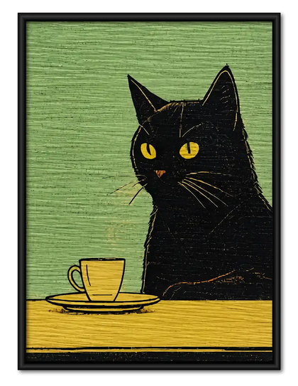 Tiny Black Cat Coffee Table Wall Art