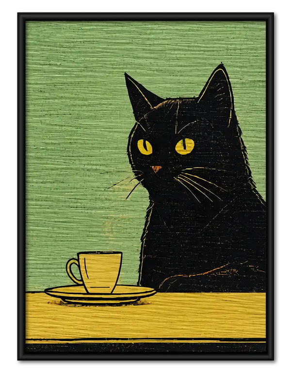 Tiny Black Cat Coffee Table Wall Art